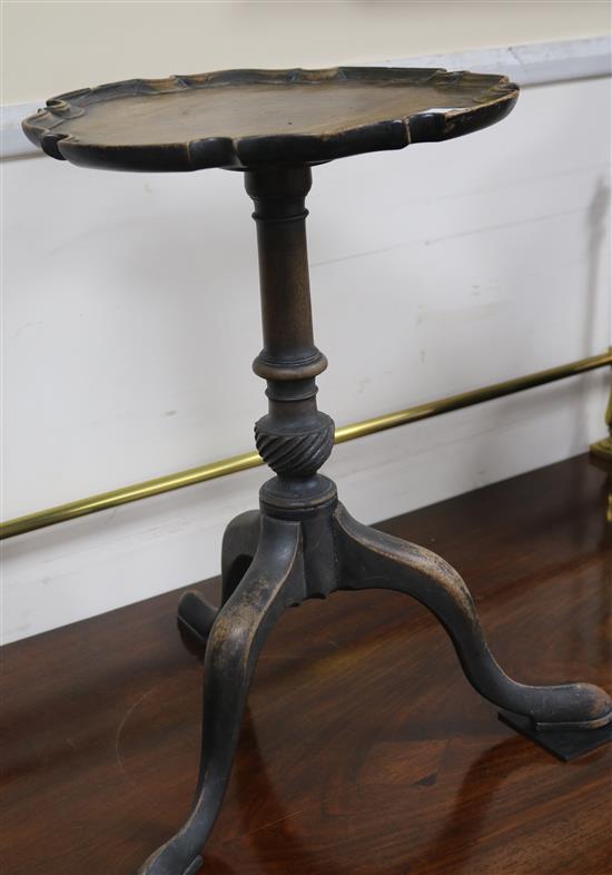 A Georgian design mahogany piecrust topped wine table, H.53cm
